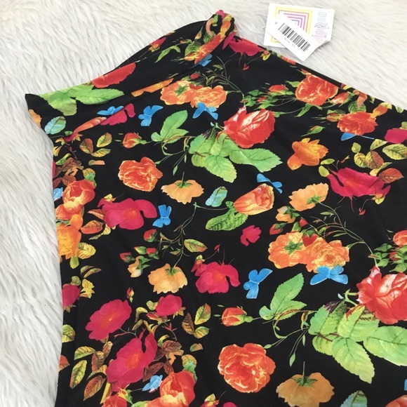 Lularoe women’s cotton stretchy black floral skirt size XS NEW - Picture 1 of 3